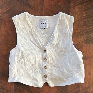 Zara Cropped Button-Up Vest